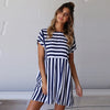 Lossky Women Summer Beach Dress A-Line Striped Short Sleeve O-Neck Print Dresses Casual Mini Style Dress 2019 Sexy Sundress