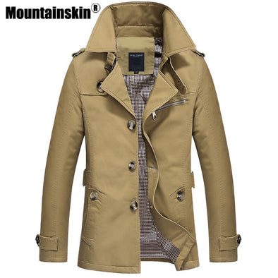 Mountainskin Trench Coat Mens Jacket 5XL Autumn Long Coat Mens OverCoat Slim fit Brand Clothing Windbreaker Male Business EDA216