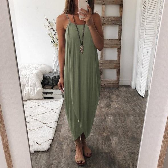 KANCOOLD dress Women Summer Loose Straps Sleeveless Dress Elegant Holiday Casual Party Beach dress women 2018jul20