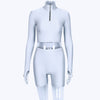 Hugcitar long sleeve zipper high neck elastic sexy crop tops shorts 2-pieces 2018 summer autumn women fashion casual sports sets