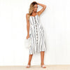 Casual Vintage Sundress Women Summer Dress 2019 Boho Sexy Dress Midi Button Backless Polka Dot Striped Floral Beach Dress Female