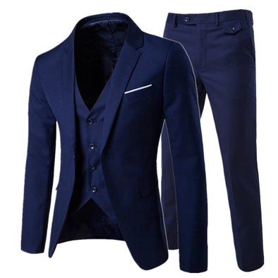 2019 men's fashion Slim suits men's business casual clothing groomsman three-piece suit Blazers jacket pants trousers vest sets