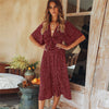 women  summer casual bohemian dress Women Short Sleeve V Neck Wrap Boho Dress