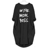 2019 Fashion T-Shirt for Women Pocket WIFE MOM BOSS Letters Print Top Tshirt Women Punk Cotton Off Shoulder Tops Mother's Day