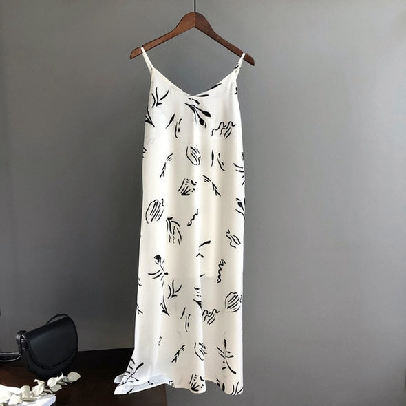 Mooirue Summer 2019 Women Tank Dress Casual Stripe White Green Black Long Camisole Slim Women Beach Cami Dress