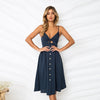 Sexy Bow Backless Polka Dots Print Beach Summer Dress Women 2019 Cotton Deep V Neck Buttons Red White Off Shoulder Midi Dresses